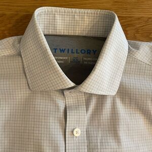 Twillory - Performance Shirt - White w/ Blue/Grey Check 15.5 34/35 Tailored Fit